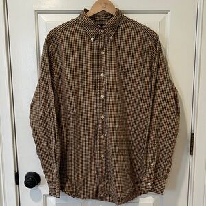 Ralph Lauren Brown Checkered Preppy Classic Plaid Casual Shirt